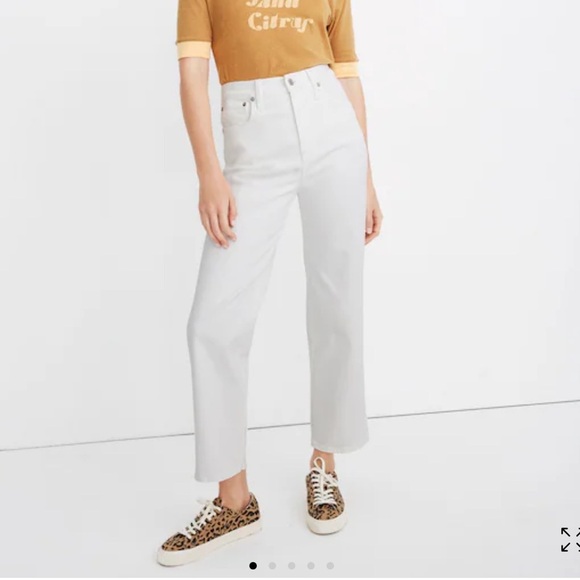 Madewell Cropped High-Rise Slim Wide-Leg Jeans in Tile White - COLOR: Tile White - Picture 1 of 12